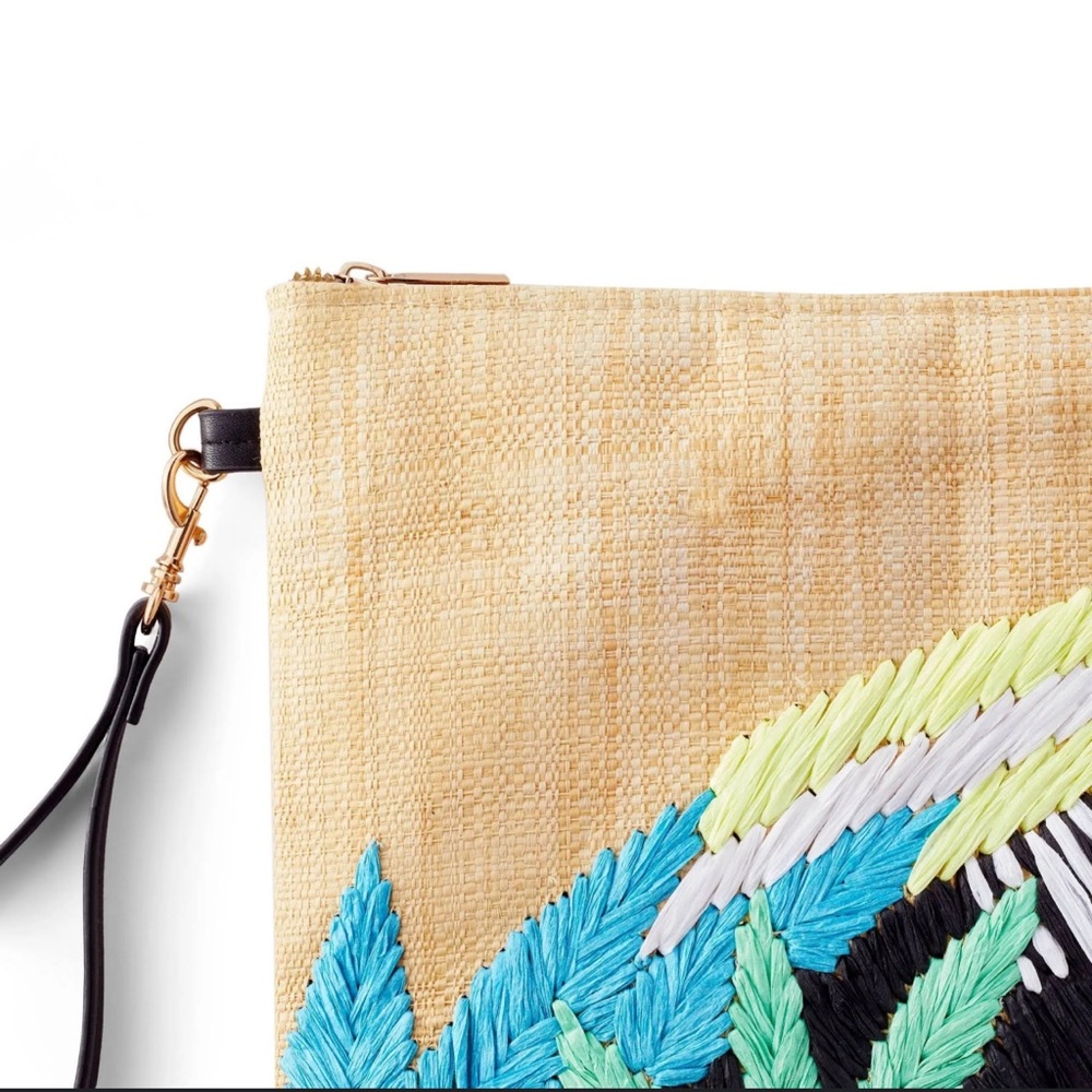 Tabitha Brown Colorful Large‎ Abstract Embroidered Clutch GUC - Picture 2 of 3